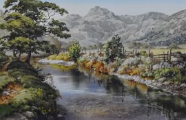 *Local Interest - After Judy Boyes (b.1943, British), a coloured print, 'The riverside path to