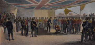 William Simpson (1823-1899), hand coloured engraving, 'Interior of Lord Raglan's Head Quarters, A