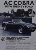 A print of a Jaguar E Type, framed and under glass, 52cm x 68cm overall, together with an