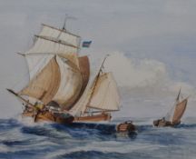 Michael Hope (20th Century), watercolour, Masted fishing vessels at sea, signed to the lower