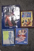 A vintage Mickey Mouse annual, an unused diary 'pin ups' and a London hippodrome thetre program