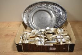 A selection of cutlery, including Mother of pearl handled knives and forks, also included is a