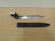 A British No9 Bayonet with steel socket and Bowie Knife blade, metal scabbard, blade marked 1464,