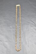 A rose gold fancy link chain, no marks but probably gold, approx 18' & 9.8g