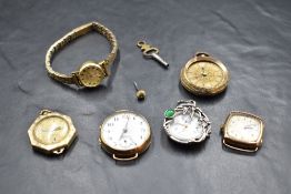 A 1920's/30's 9ct gold cased Arcadia wristwatch, of circular form with Arabic hours and subsidiary