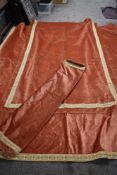 A vintage French velvet bead/chaise cover, having tapestry edge and a long cylindrical pillow