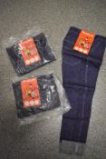 Two vintage 1960s pairs of childrens denim jeans with turn ups, new in packaging.