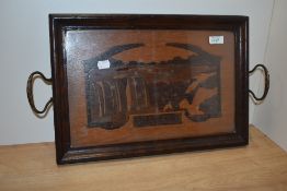 An early 20th century tray, having depiction of Niagara falls.