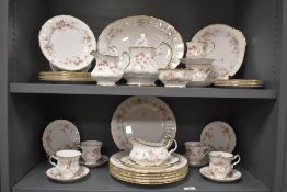 A large collection of Royal Albert, Paragon, Victoriana rose dinner service, including plates,