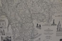 After Alfred Wainwright MBE (1907-1991), print, 'A Map of the County of Westmorland', illustrated