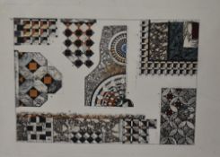 Artist Unknown, 19th Century, coloured prints, Two Venetian mosaic architectural designs, mounted,
