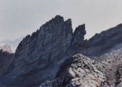 T.Leslie Hawkes (20th Century, British), watercolour, 'The Basteir Tooth, Cuillins, Isle of Skye',
