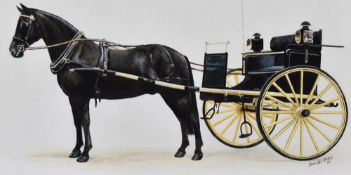 Jennifer Shaw (20th Century), gouache, A horse and carriage, signed and dated '85 to the lower