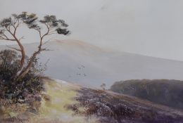 Reginald Sherrin (1891-1971), oil painting, A moorland landscape with hill beyond, signed to the
