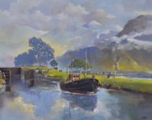 Scott Laird (20th Century, British), acrylic, 'Neptune's Staircase, Corpach', Scotland, signed to