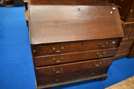 A Georgian oak bureau of nice proportions, width approx. 102cm