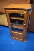 A vintage golden oak hifi/display cabinet , width approx. 58cm