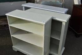 Three modern painted bookshelves