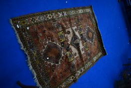 A persian style rug , in the Kazak style