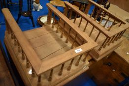 A pair of stripped wood galleried stands, approx. 50 x 34cm