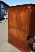A 19th Century and later mahogany composite wardobe having adapted base with full length interior