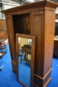 A Victorian pine mirror door wardobe