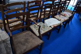 A set of five (four plus one) 19th Century railback dining chairs