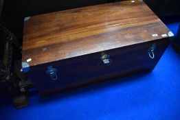 A traditional tea ship's style trunk with reinforced corners