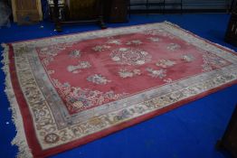 A Chinese carpet square , approx 3.66 x 2.74cm, labelled Kayam