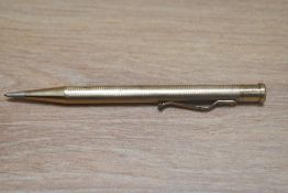 A Rolled Gold Yard O Led propelling pencil with engine turned design. Good clean condition Engraved