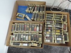 Three boxes of Matchbox Models of Yesteryear diecasts, mainly Advertising Wagons, all in straw