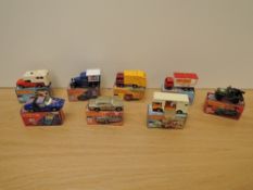 Eight Matchbox Series Superfast Lesney 1974-1982 die-casts, No 36 Refuse Truck, red & yellow, No