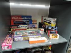 A shelf of modern die-casts including Joal, Trackside, Cargo Kings, Corgi 41 1902 State Landau,