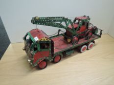 Two Meccamo hand built models, Flat Wagon and Tractor with Winch