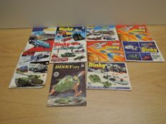 Ten Dinky Catalogues, No7, No8, No9, No10, No11, No12, No13 x2, No14 and 1971 French Dinky, all