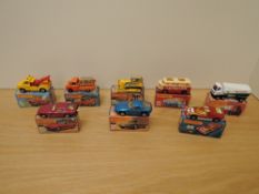 Eight Matchbox Series Superfast Lesney 1974-1982 die-casts,No 59 Porsche 928, blue, No 61 Wreck