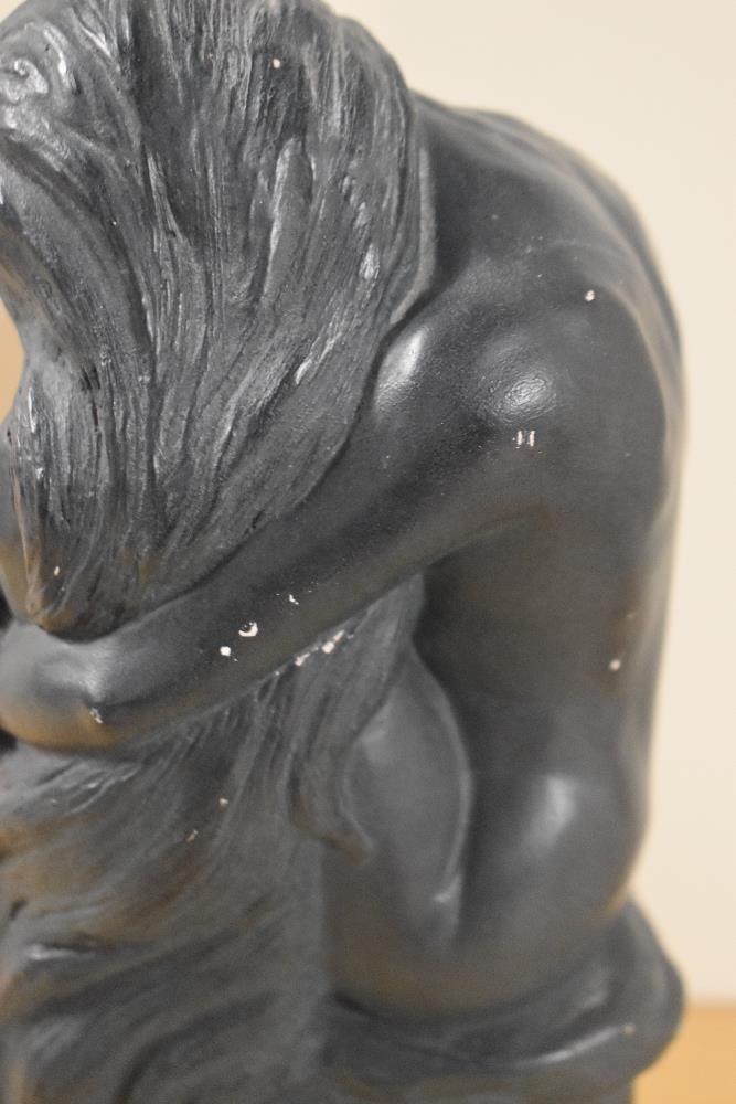 A modern bronze effect sculpture, stamped 'Austin Sculpture' to the base, and depicting a seated - Image 3 of 3