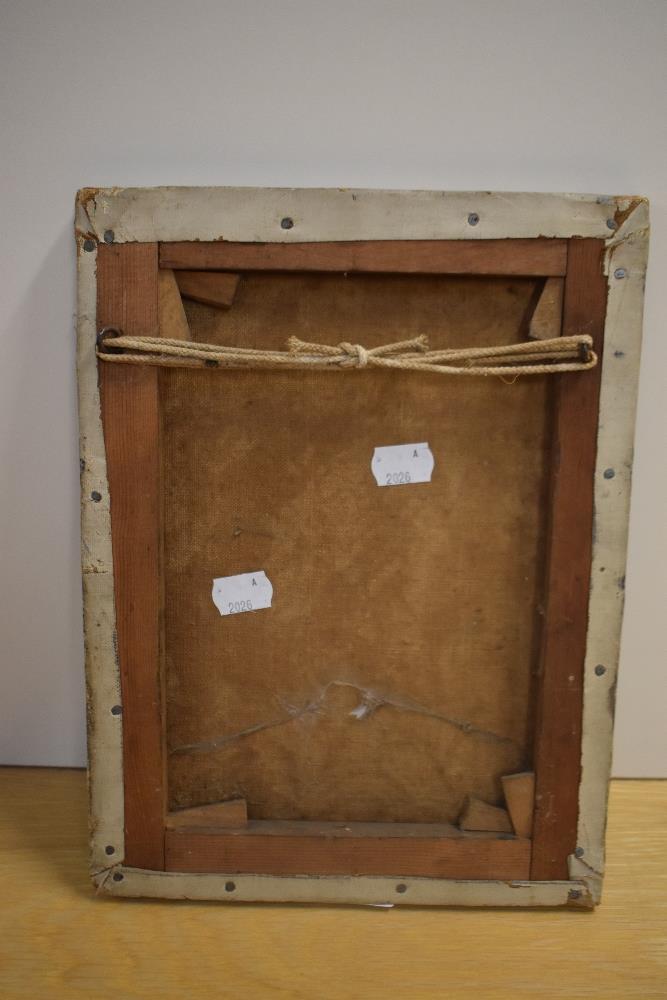 After E Hewson an oil painting of a small girl in grey tones. - Image 3 of 3