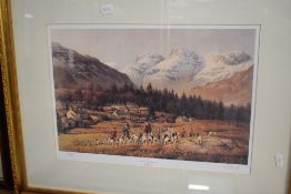 *Local Interest - After Ron Moseley (b.1931, British), a coloured print, 'Elterwater & Langdale