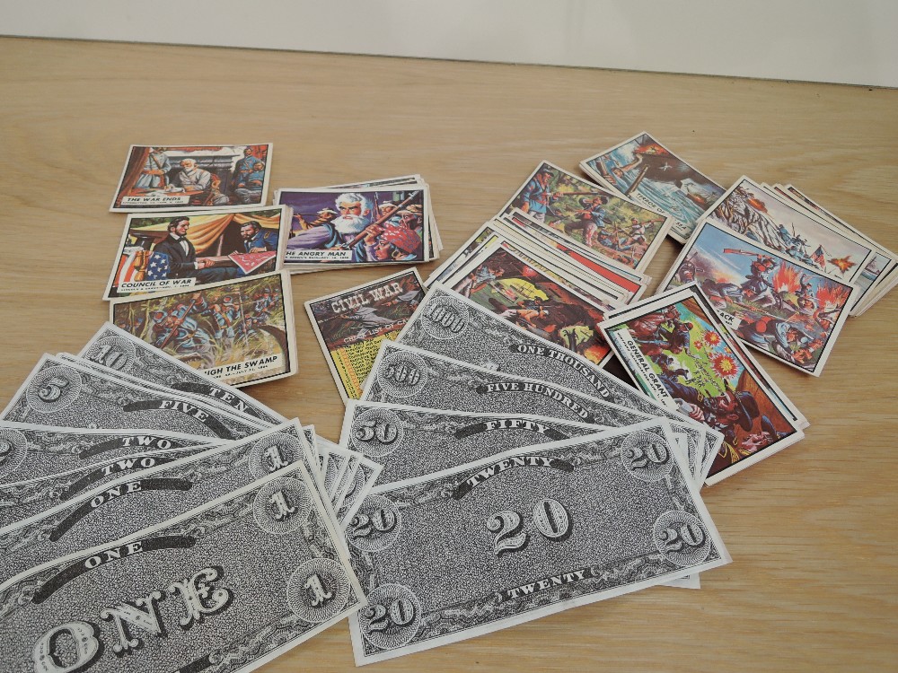 A & B C CHEWING GUM LTD 1965 CIVIL WAR NEWS + BANKNOTES FULL SET OF 88 CARDS Thought to be full