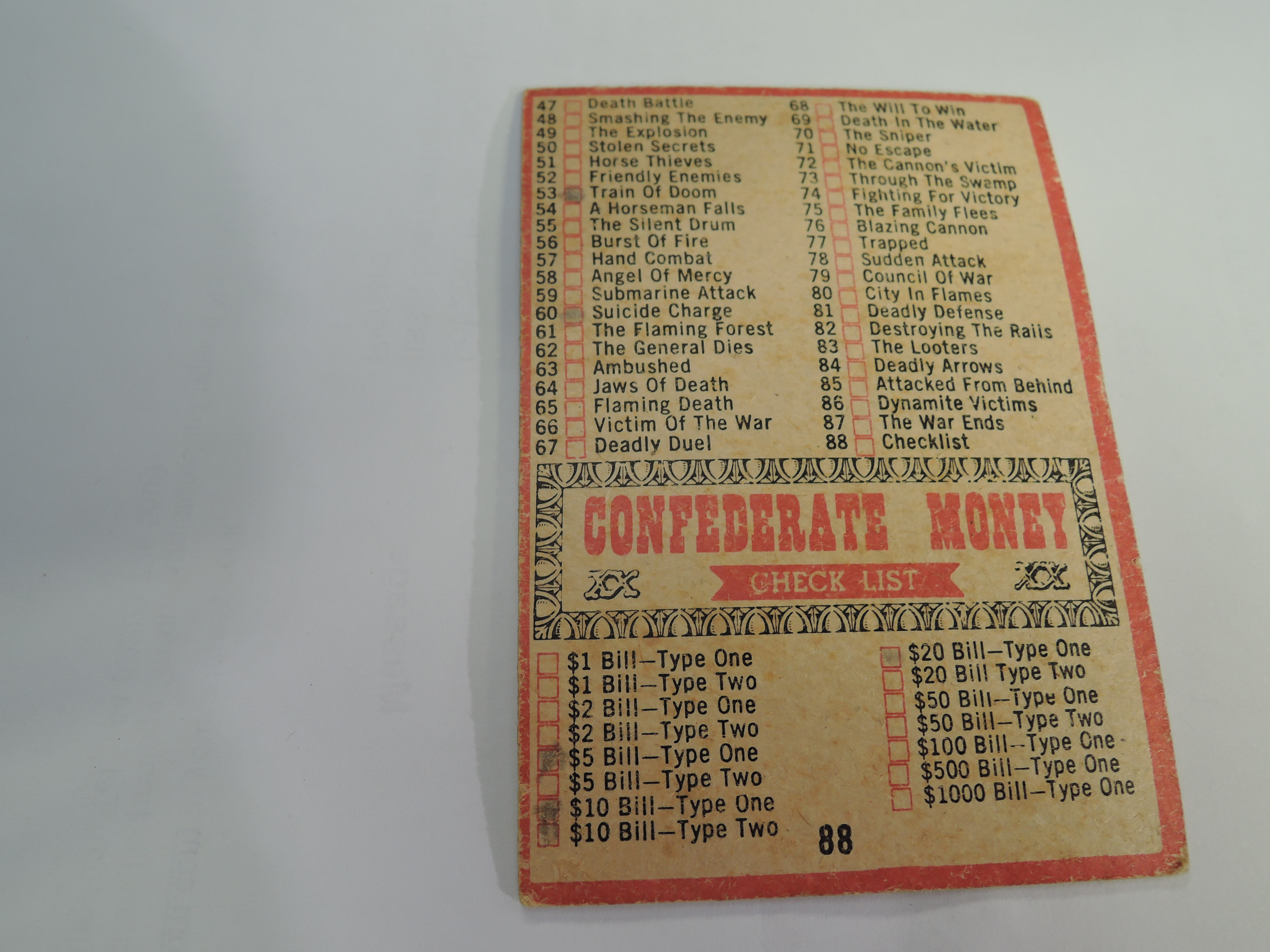 A & B C CHEWING GUM LTD 1965 CIVIL WAR NEWS + BANKNOTES FULL SET OF 88 CARDS Thought to be full - Image 5 of 5