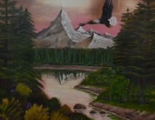 'Tom J.' (20th Century), acrylic, Canadian Rocky Mountains Near Calgary, signed to the lower