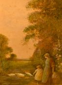Frederick Hines (fl.1875-1920, British), watercolour and pastel, Two sensitively painted rural