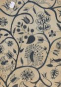 19th Century, watercolour, A crewel embroidery style depiction, framed, mounted, and under glass,