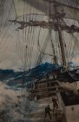 After Montague Dawson FRSA (1890-1973, British), coloured print, 'Rising Wind', framed, measuring