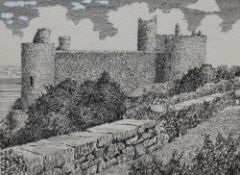 Alfred Wainwright (1907-1991, British), pen and ink, 'Harlech Castle', Gwynedd, Wales, signed to the