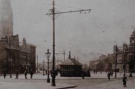 Three photographic prints of early 20th Century Rochdale, framed, mounted, and under glass, together