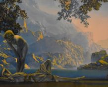 After Maxfield Parrish (1870-1966, American), coloured print, 'daybreak', framed, mounted, and under