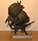 Otto Hitzberger (1904-2002, German), patinated metal on marble, 'Sculpture Piece', signed to the