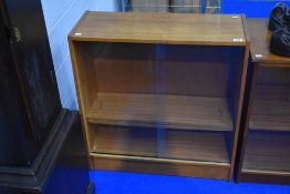A vintage teak effect low bookcase, width approx 76cm (H79 D30)